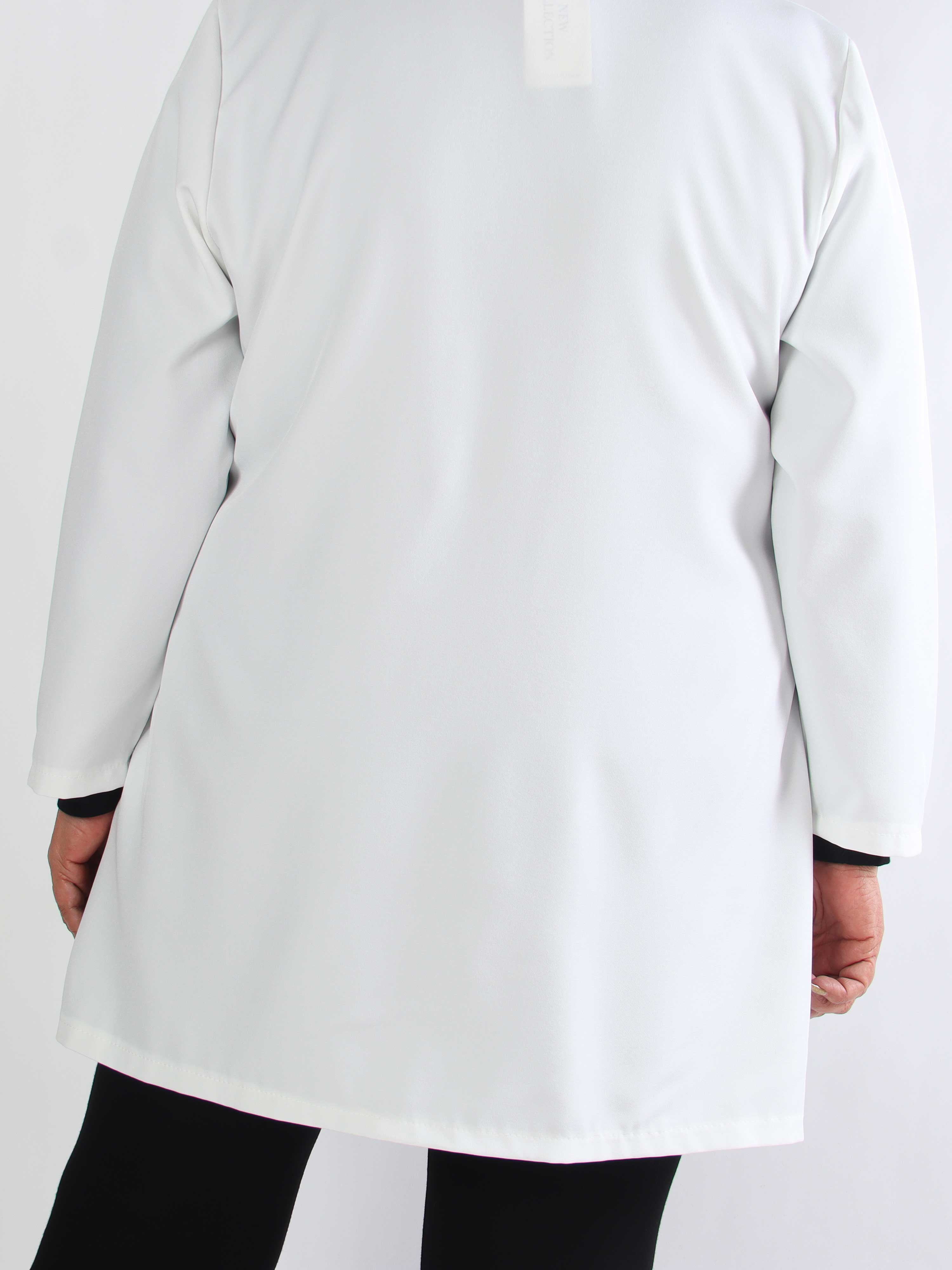 Lanthe Long Plain - Lang ensfarvet plus size blazer